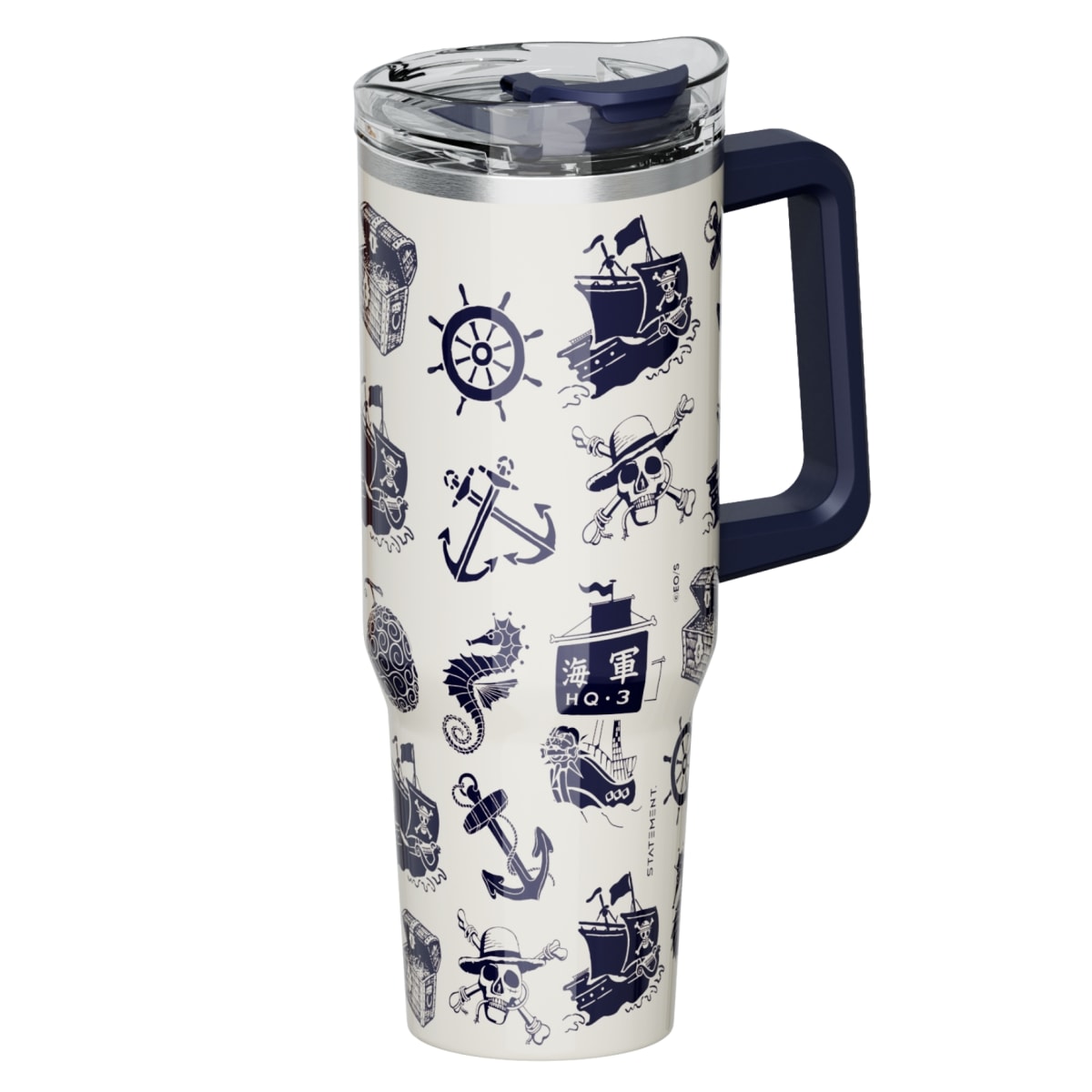 Mug termo One Piece con asa Anime Kawaii Chibi 1200 ml blanco4