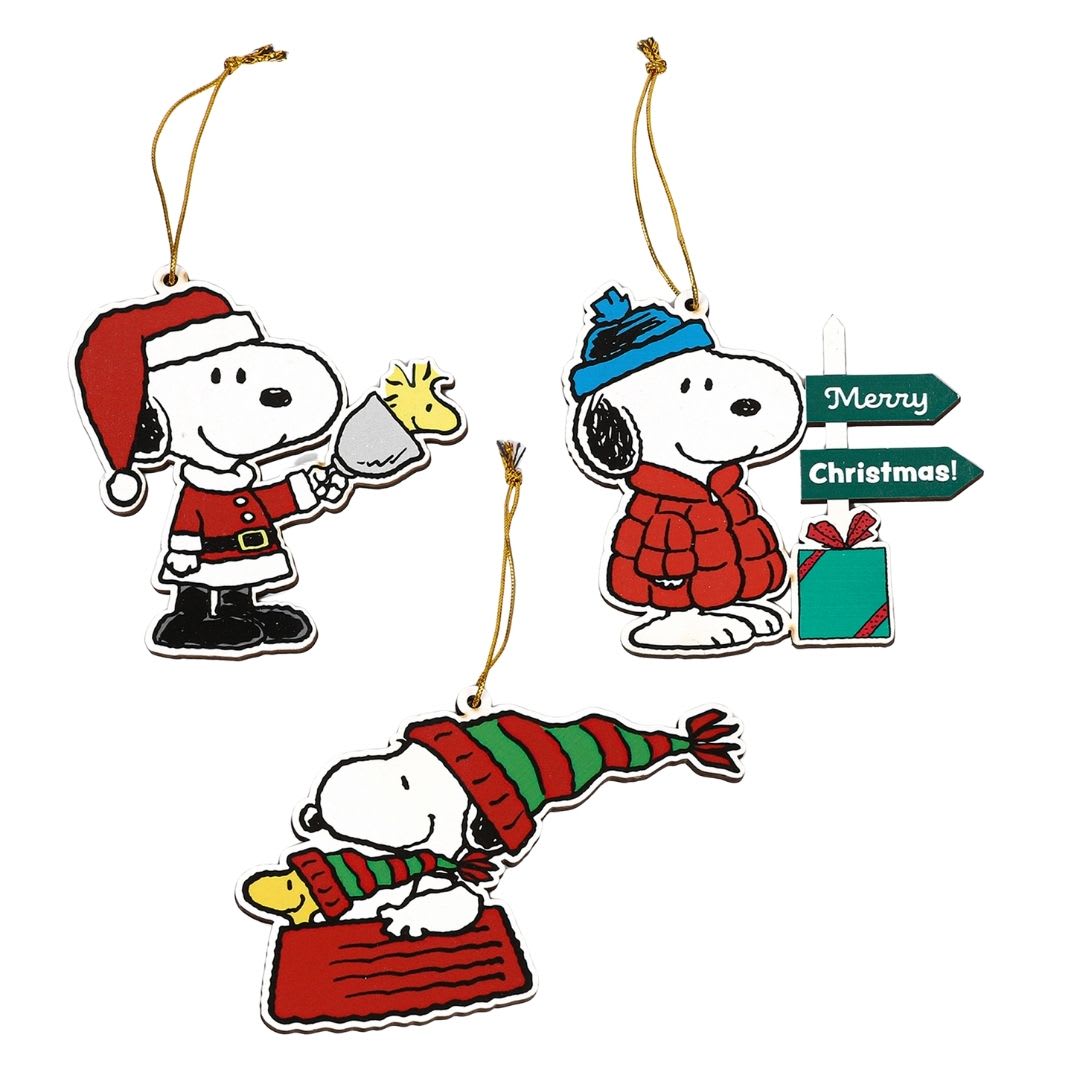 Set de adorno arbol navidad Snoopy X3 unds 12cm 0