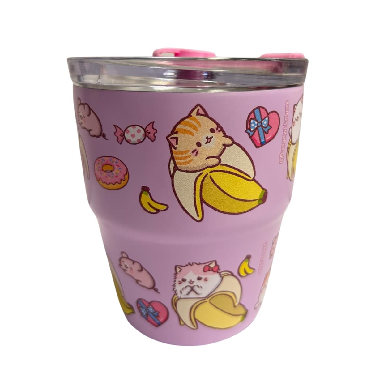 Mug vaso con cañita Bananya Gatitos Kawaii Chibi 480 ml2