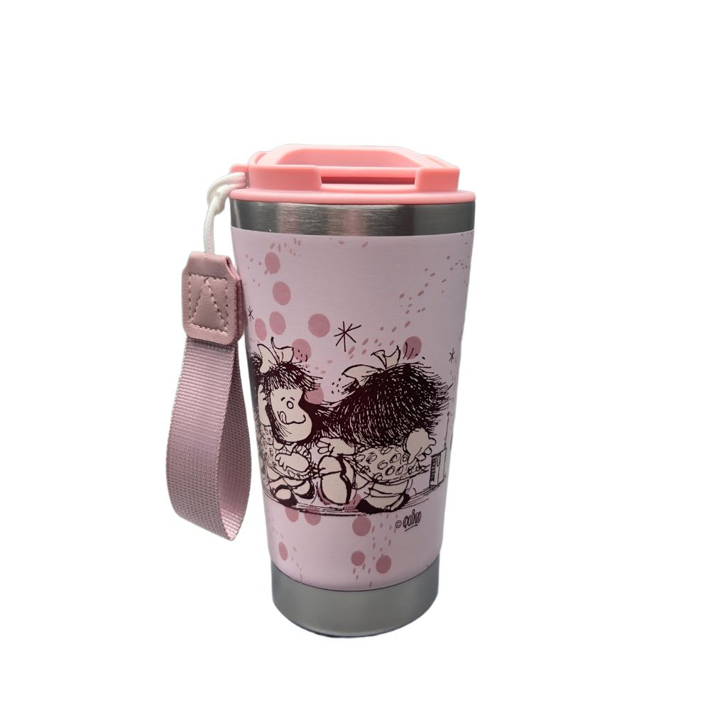 Mug Vaso Acero Termico Mafalda Con Correa Rosado 450 ML3