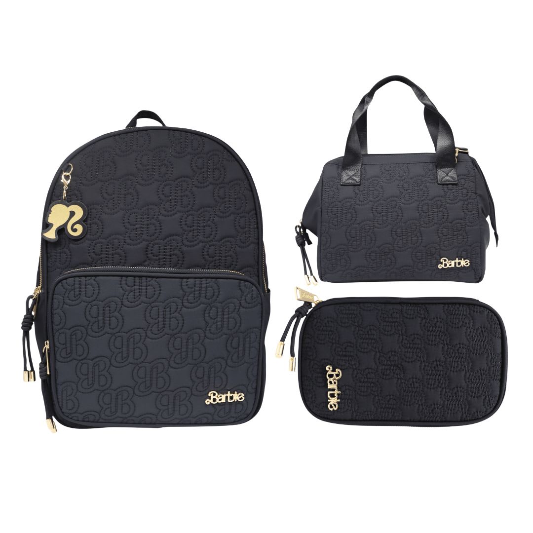 Mochila Oficio + Lonchera + Cartuchera Barbie Negra 0