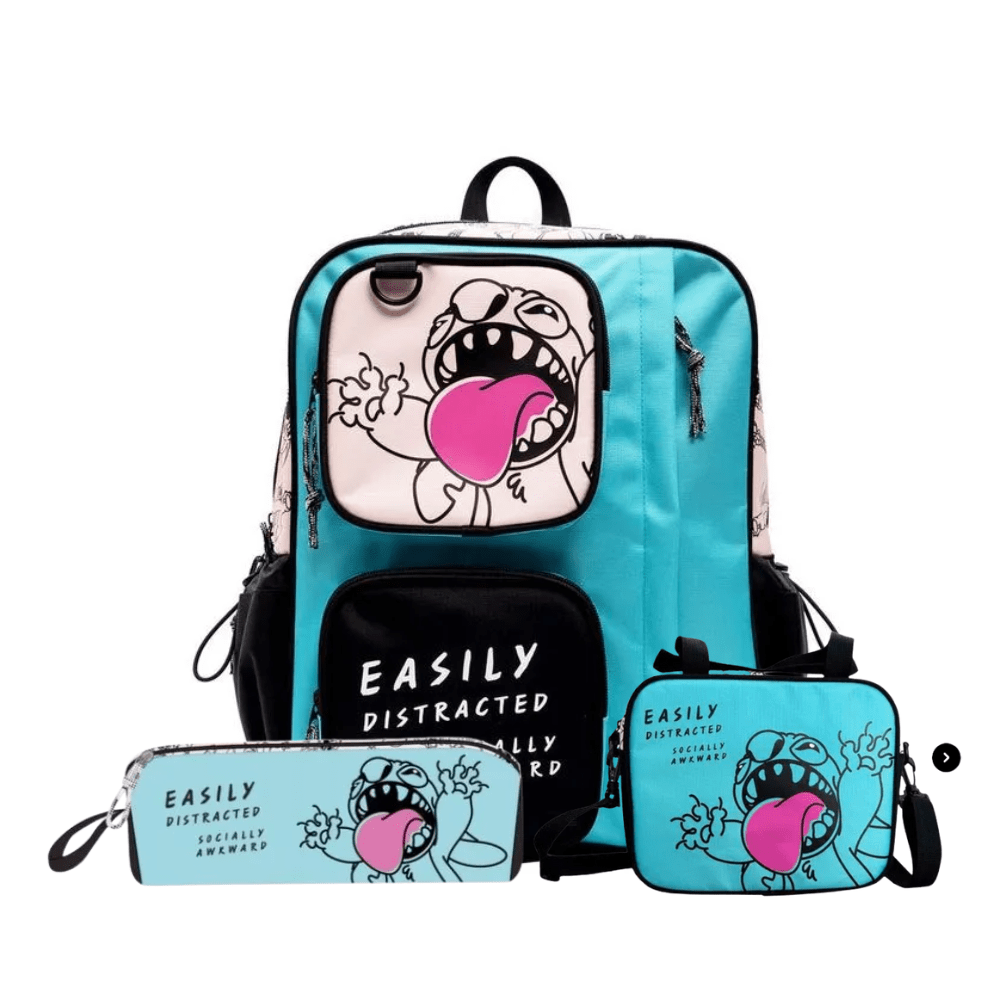 Pack Escolar Mochila Oficio Premium Lilo & Stitch juvenil celeste 0