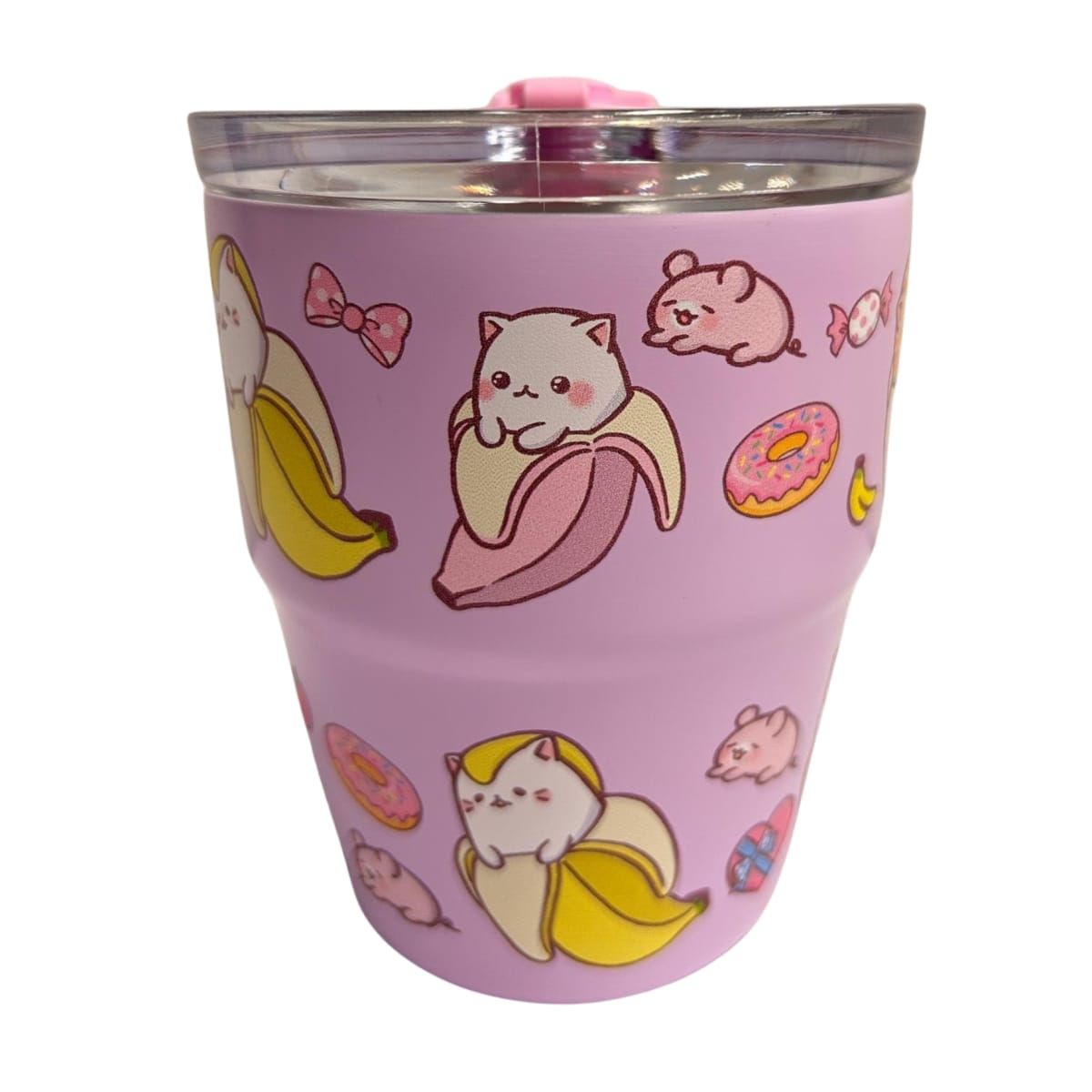 Mug vaso con cañita Bananya Gatitos Kawaii Chibi 480 ml3