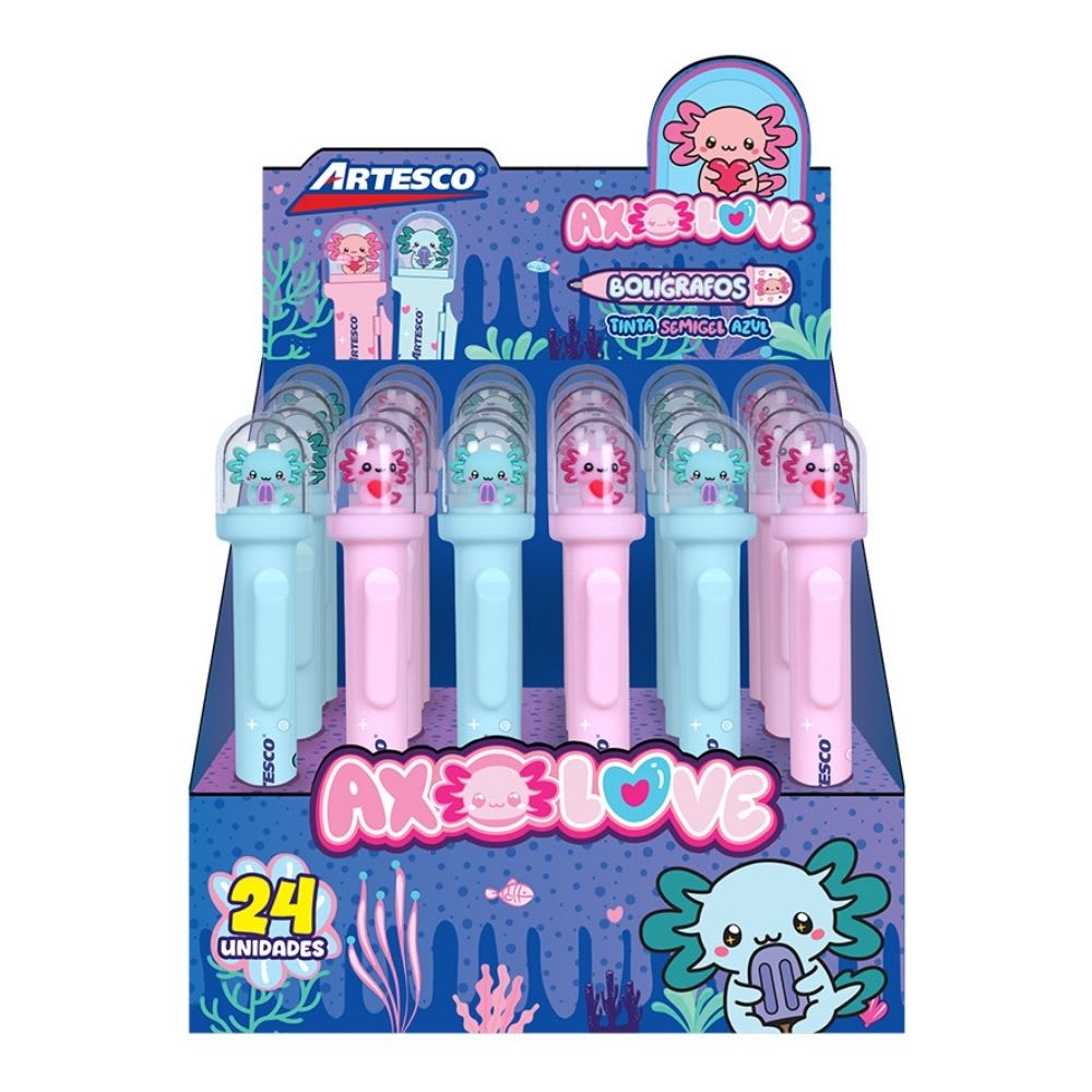 Lapicero Artesco Semi Gel Axolove Ajolote Azul Color Aleatorio4