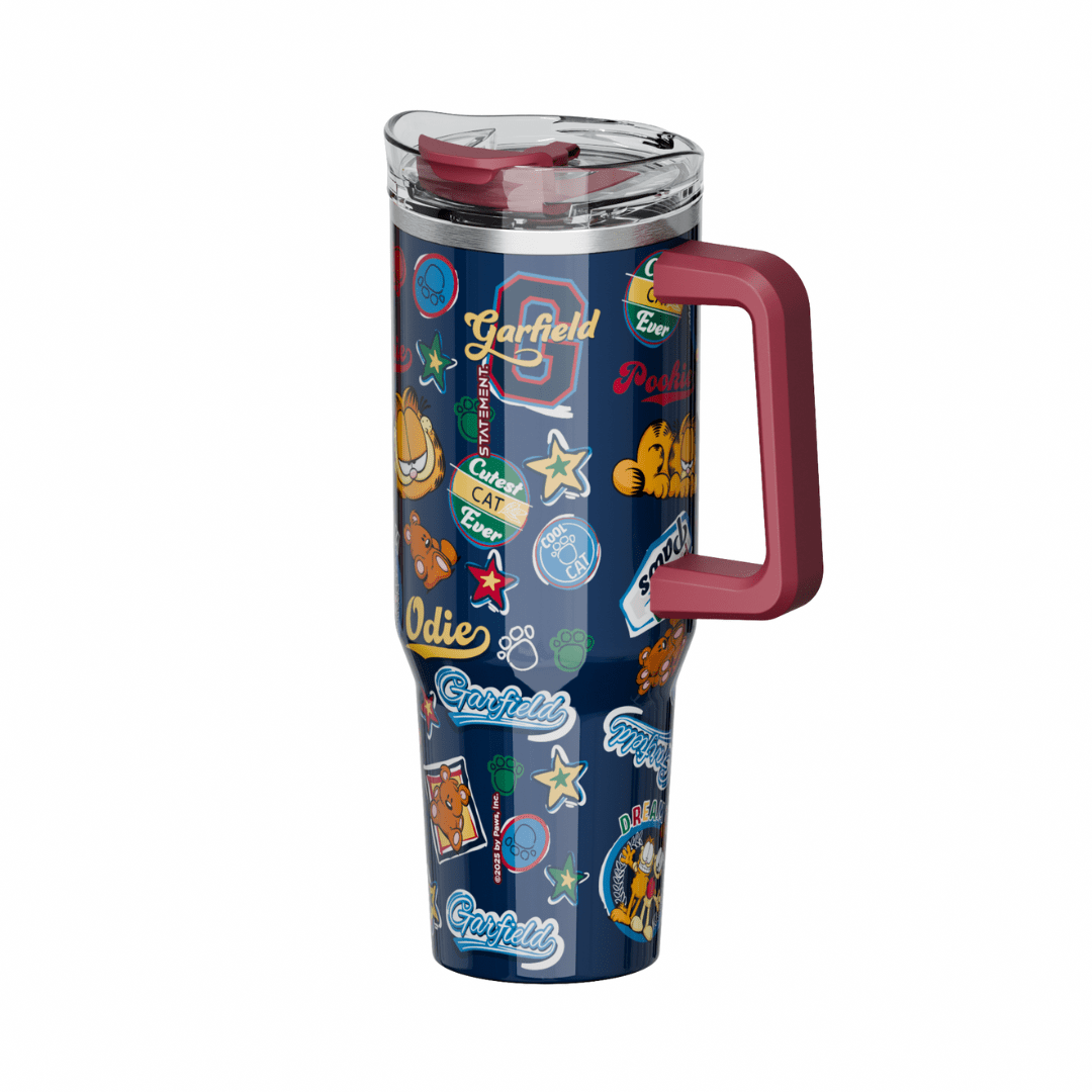 Mug termo Garfield con asa Kawaii Chibi 1200 ml azul3
