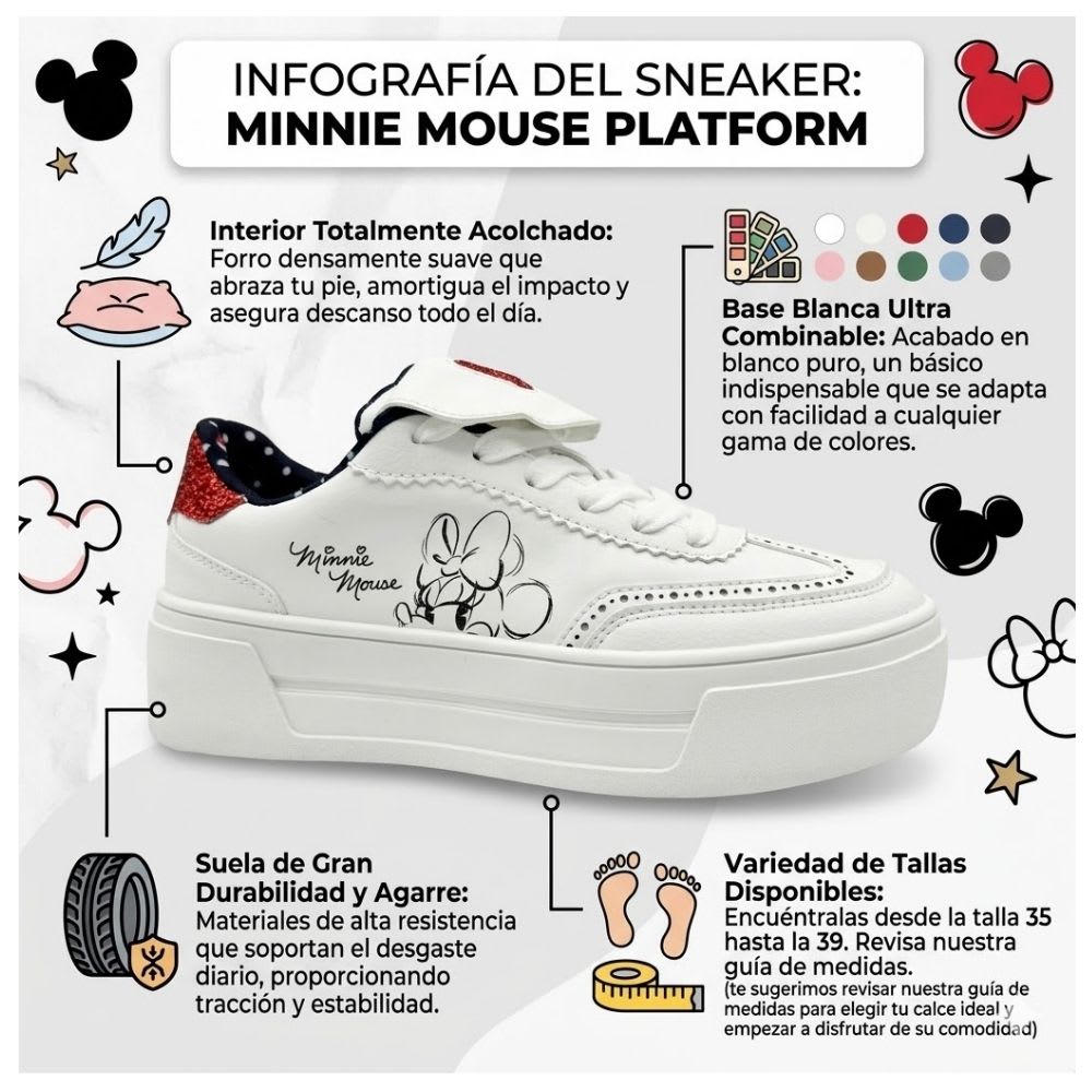 Zapatillas Mujer Minnie Mouse Casual Blanco2