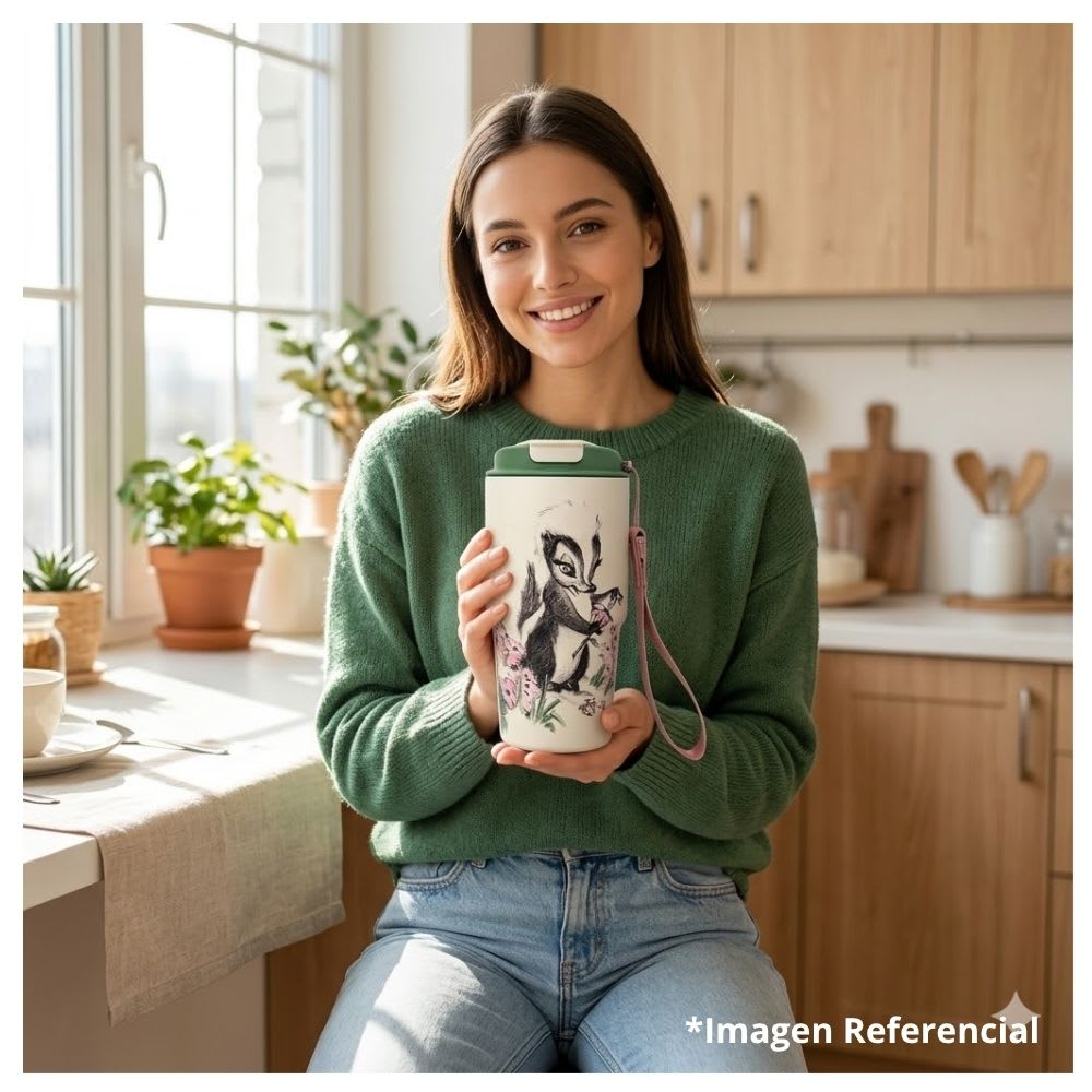 Mug Vaso Acero Termico Flor Bambi Con Correa Disney Home Keep 600 ML6