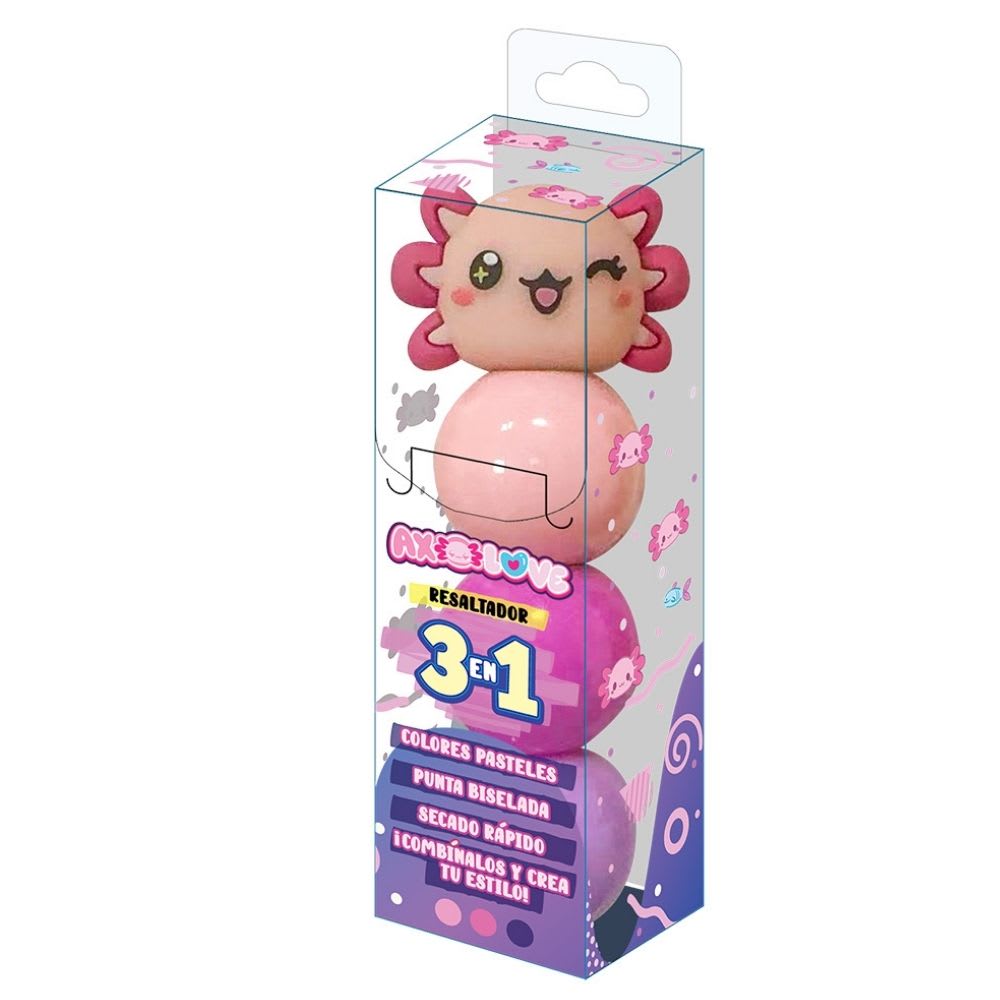 Resaltador Pastel Artesco Axolove Ajolote 3 en 1 0