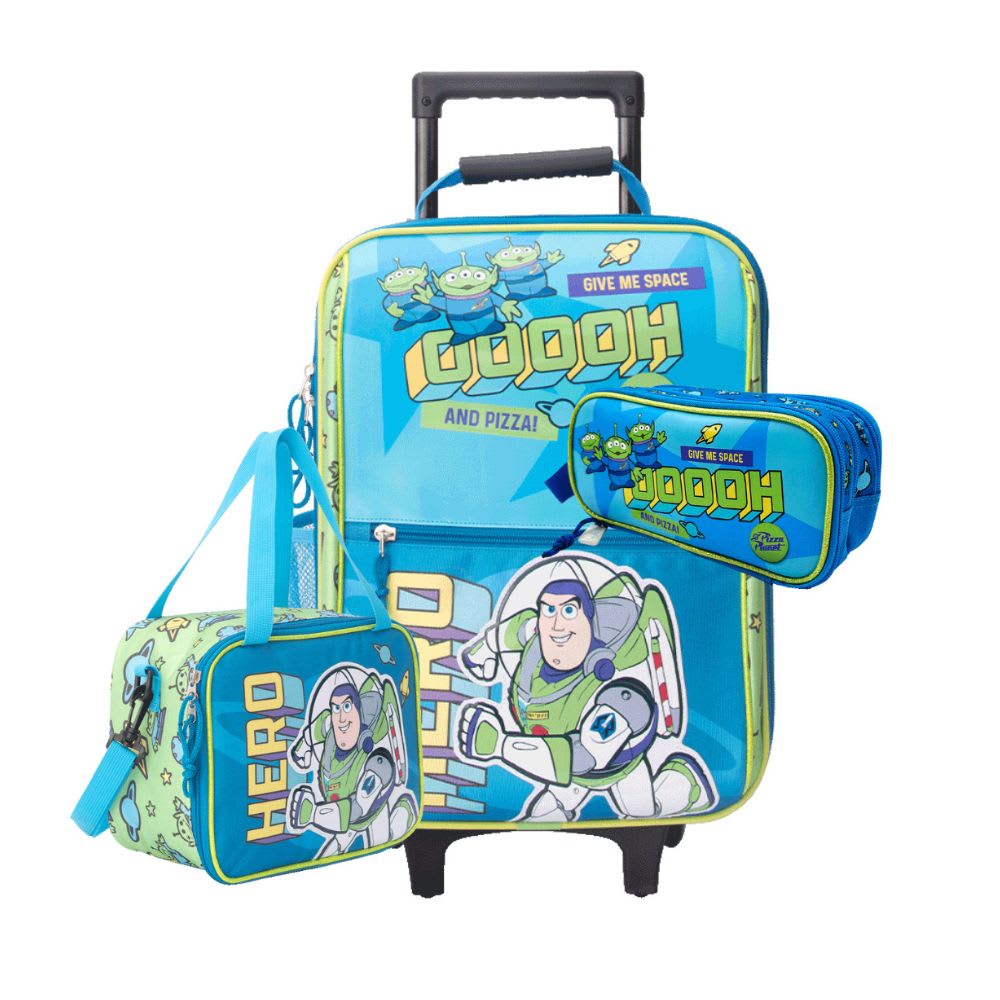 Mochila Escolar Toy Story Buzz Lightyear Pack Maleta Oficio con Ruedas y Lonchera 0