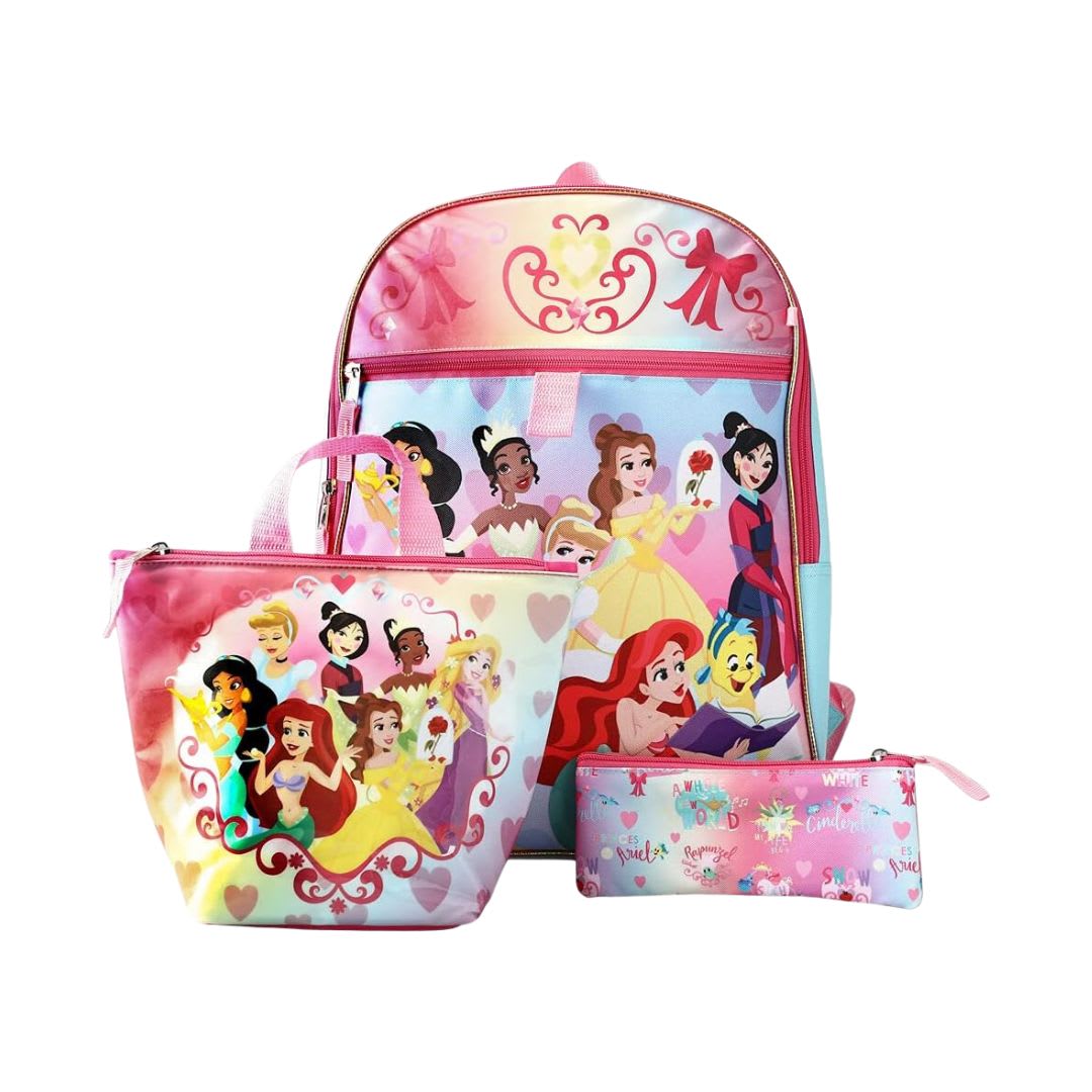 Pack Escolar Oficio Mochila Princesas Disney Rosado 0