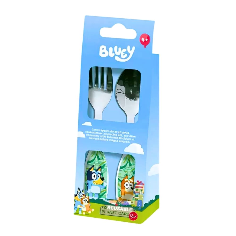 Pack Tomatodo 350 ml + Taper Lonchera + Cubiertos Bluey modelo 12