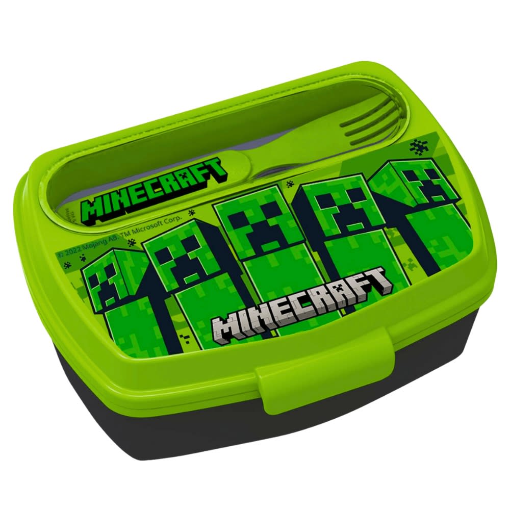 Pack Tomatodo 510 ml + Taper Lonchera + Cubiertos Minecraft modelo 12