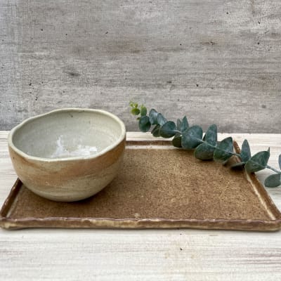 Plato gres con bowl aperitivo
