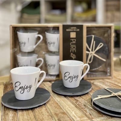 Set 4 Tazas y platos EnJoy