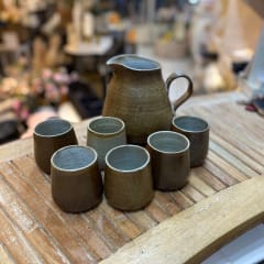 Set jarro & 6 vasos grés