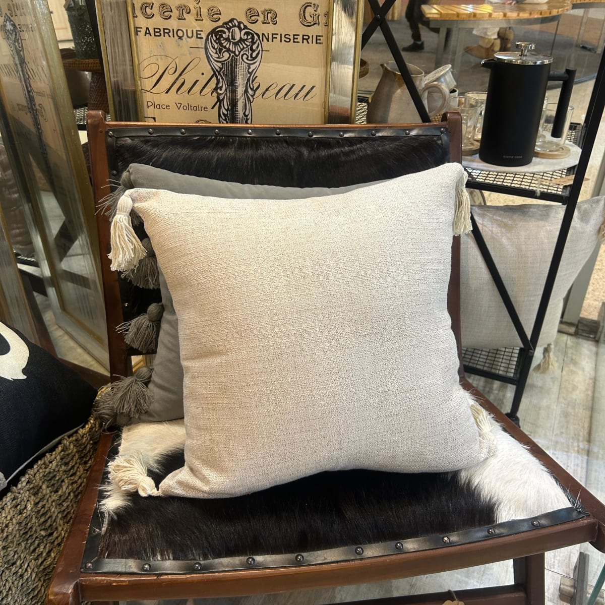 Cojin lino flecos/pestaña 45x456