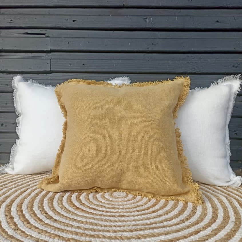 Cojin lino flecos/pestaña 45x452