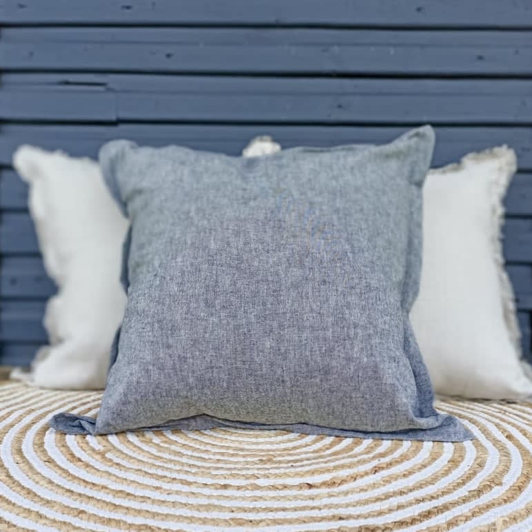 Cojin lino flecos/pestaña 45x453