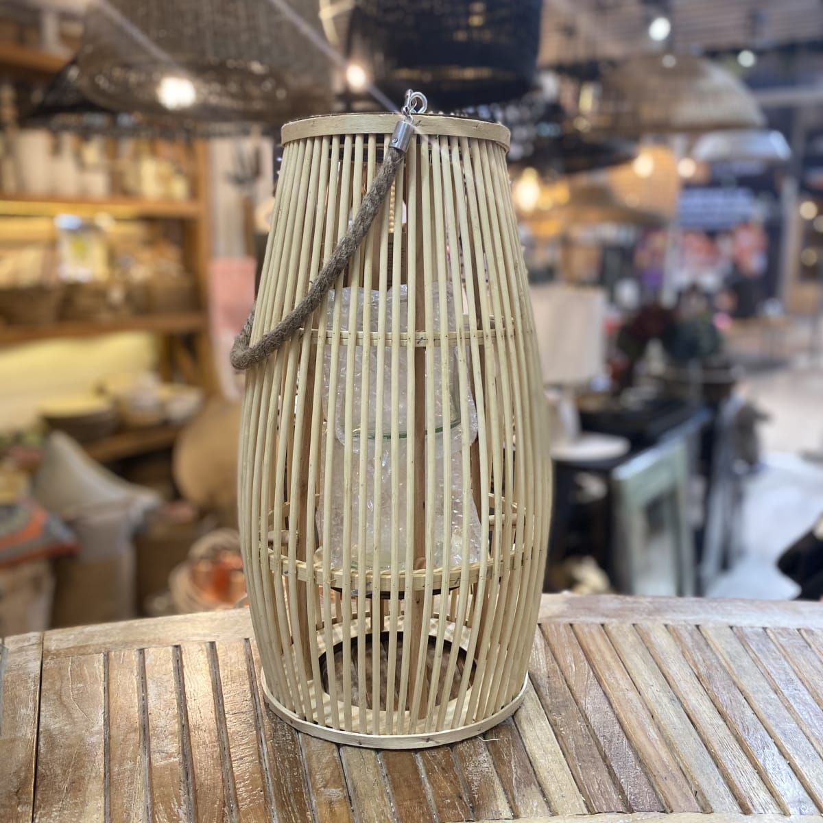 Porta Vela Bambú crudo Grande1