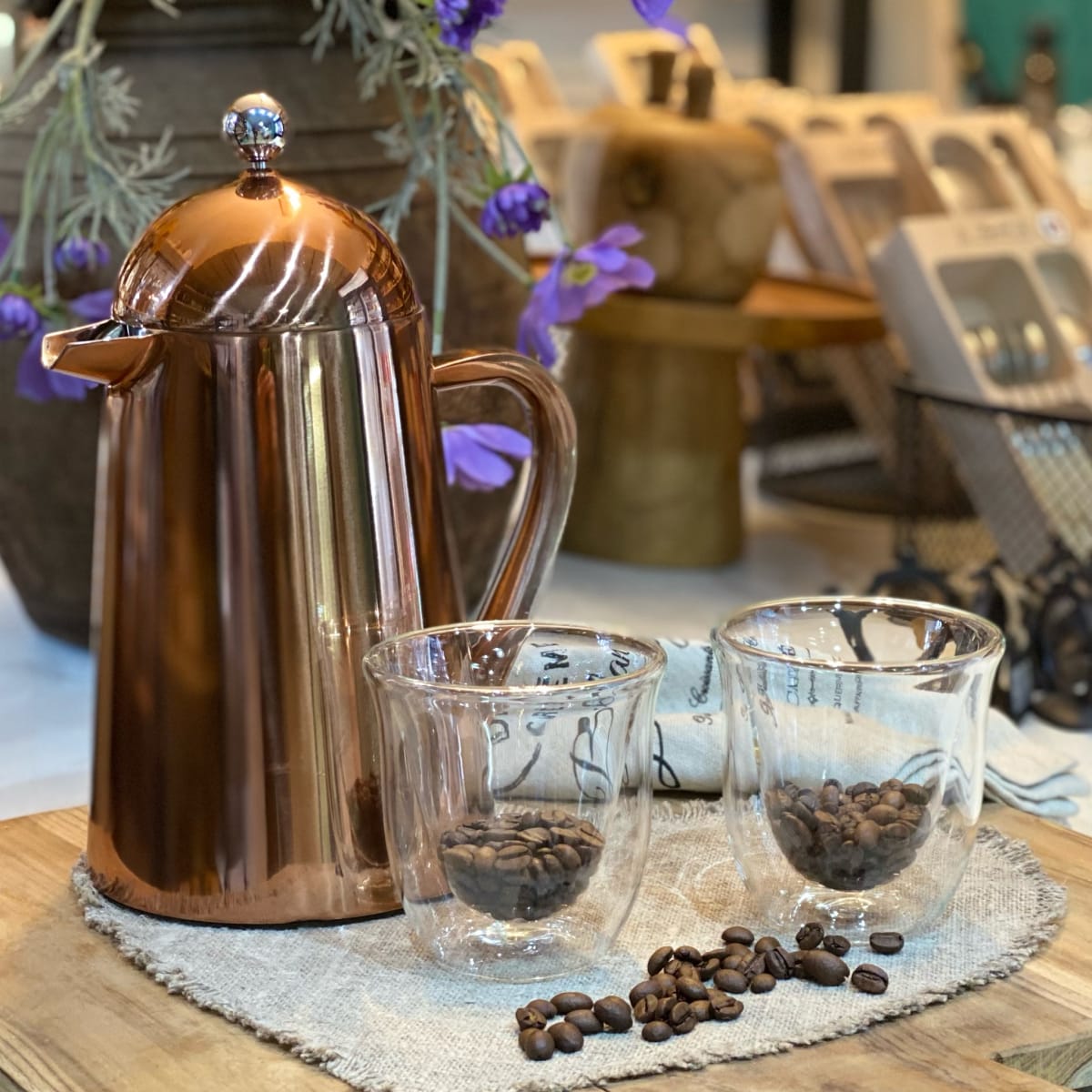 Cafetera francesa Cobre doble pared 8 tazas | Con Alma Deco y Emporio