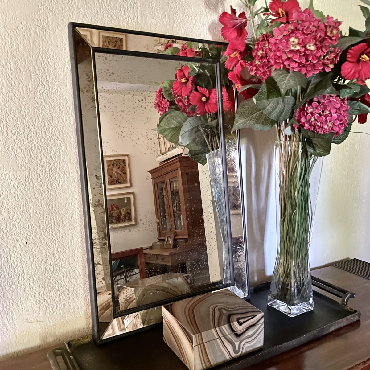 Espejo envejecido marco negro1