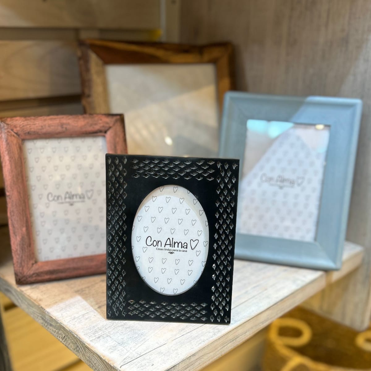 Porta retrato negro foto ovalada 15x181