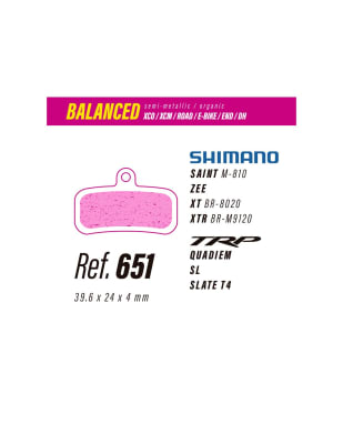 PASTILLAS DE FRENO LESS BRAKES BALANCED 651 - SHIMANO SAINT, XT, XTR 4 PISTONES