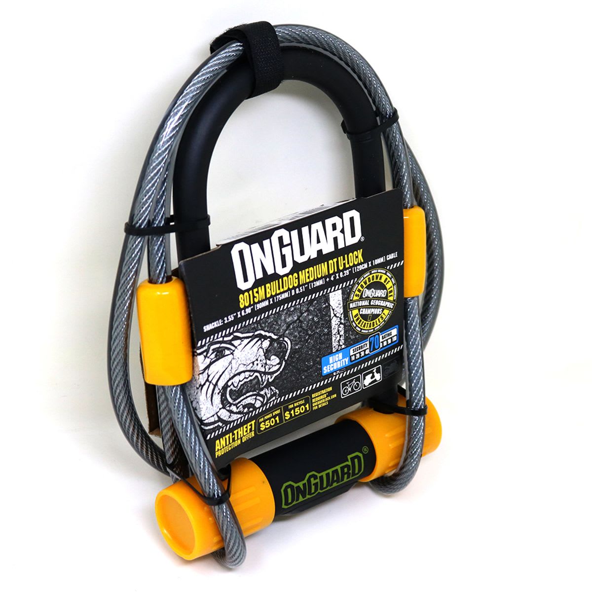 Candado OnGuard U-lock c/llave Bulldog 120cms x 10m1