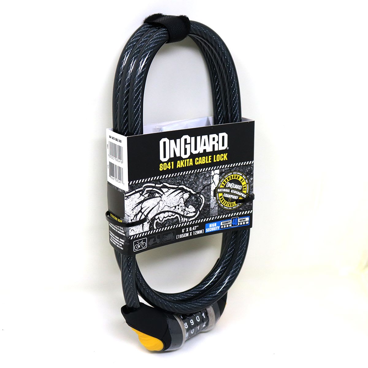 Candado OnGuard Espiral c/clave Akita 185cms x 12m1