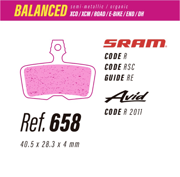 PASTILLAS DE FRENO LESS BRAKES BALANCED 658 - SRAM CODE R, RSC, GUIDE RE1