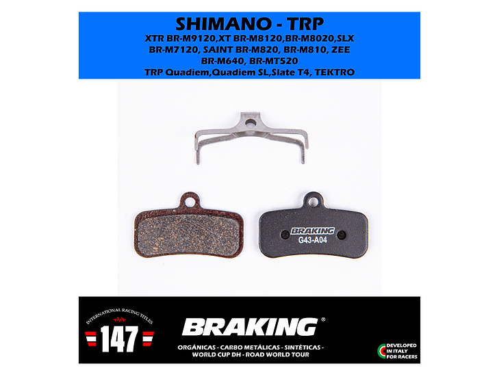 Pastillas de Freno Braking World Cup Shimano Saint2