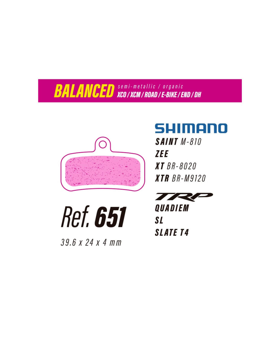 PASTILLAS DE FRENO LESS BRAKES BALANCED 651 - SHIMANO SAINT, XT, XTR 4 PISTONES1
