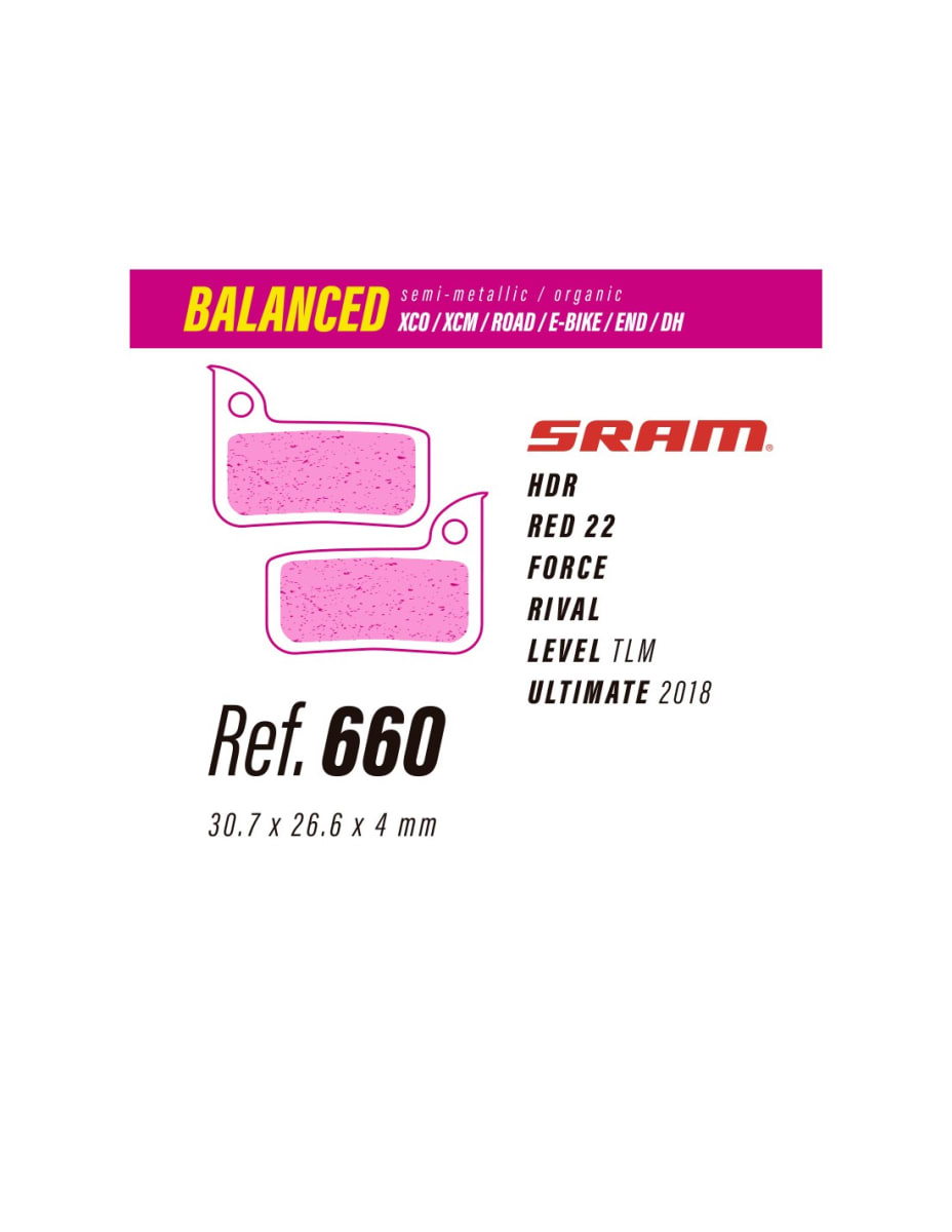 PASTILLAS DE FRENO LESS BRAKES BALANCED 660 - SRAM LEVEL TLM, RIVAL, ULTIMATE1