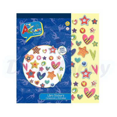 LIBRO DE STICKERS 6 PAGINAS CORAZONES Y ESTRELLAS ART&CRAFT