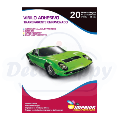 VINILO ADHESIVO TRANSPARENTE A4 (20 HOJAS) EMPAVONADO
