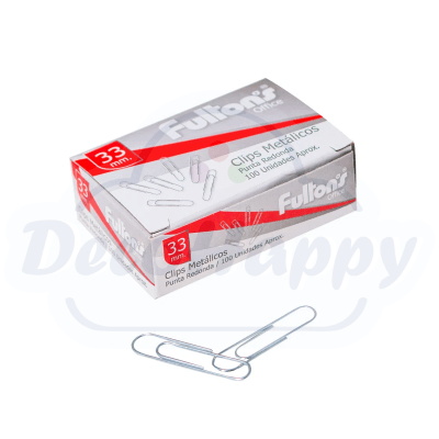 Clip N1 Redondo Cromado 33 Mm Metalico Caja 100 Unidades