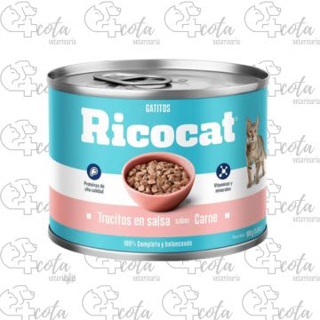 RICOCAT GATITOS TROCITOS EN SALSA SABOR CARNE LATA 160gr1