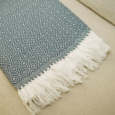 Manta Rombos Azul Metálico