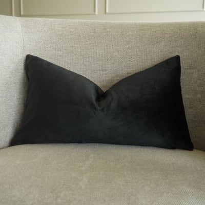 Funda de Cojín Terciopelo Negro Rectangular