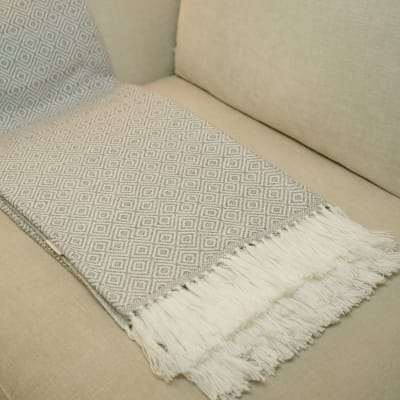 Manta Rombos Gris Plata