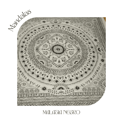 Mandala Cuadrada Malasia Negro
