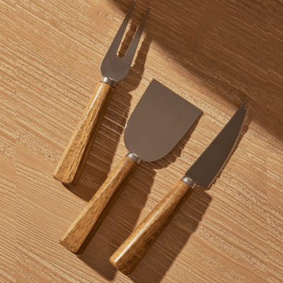 Set de 3 Cuchillos con mango de madera