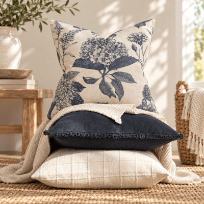 Funda de Cojín Hortensia Acero