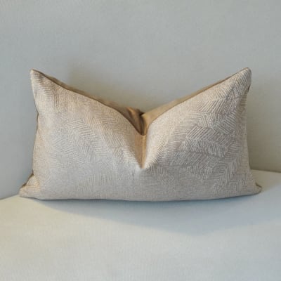 Funda de Cojín Hojas Satin Beige Rectangular