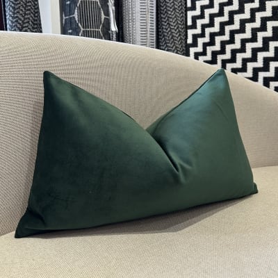 Funda de Cojín Terciopelo Verde Esmeralda Rectangular