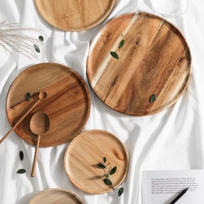 Plato de Madera de Acacia
