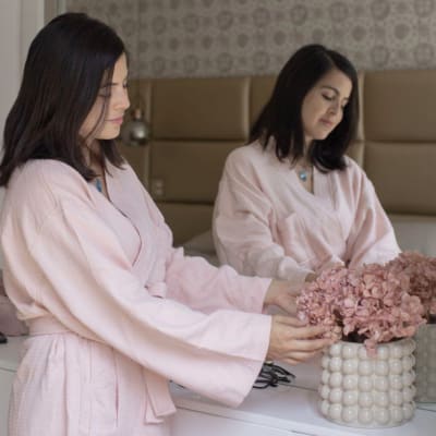 Bata de Baño Bolsillos Rosada