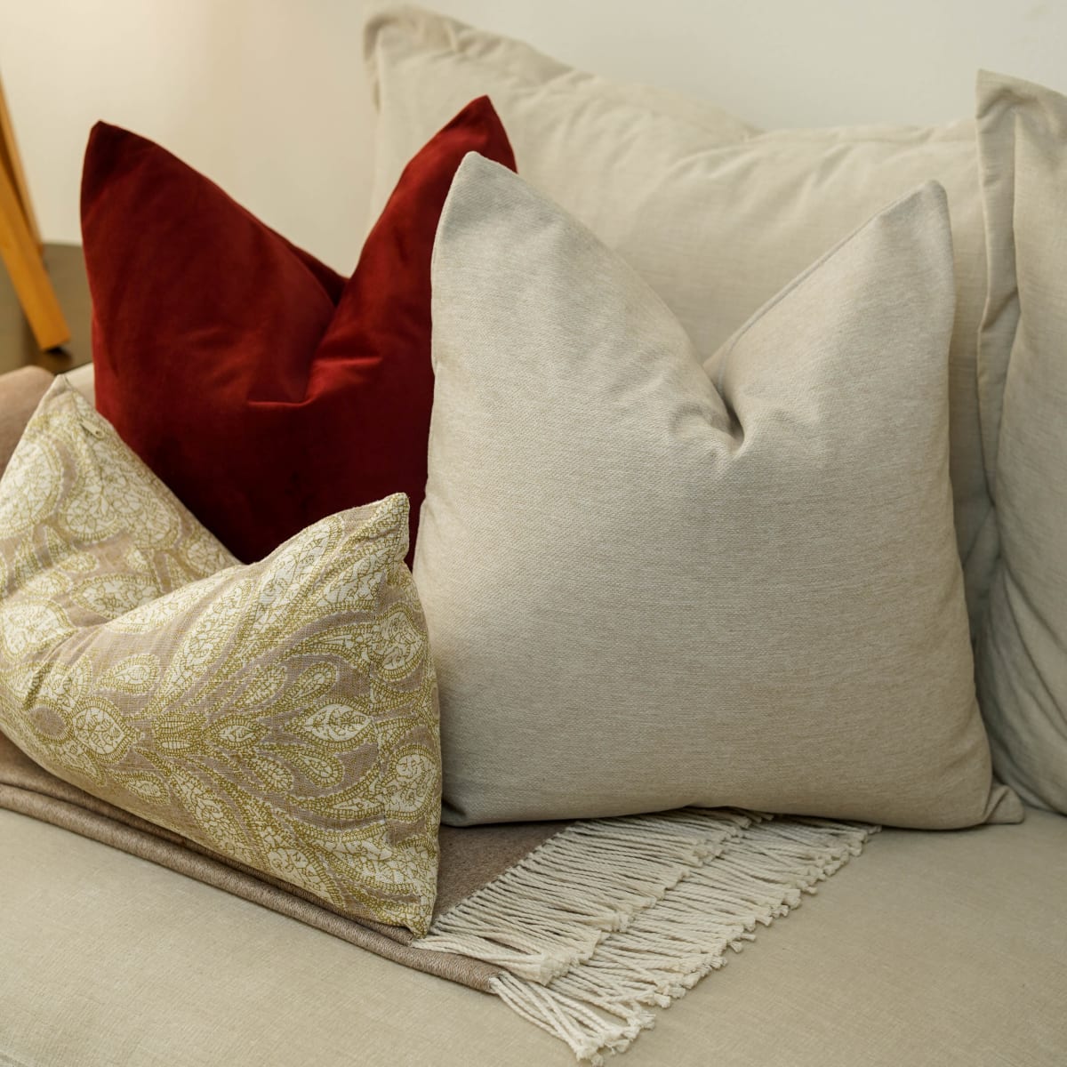 Funda de Cojín Terciopelo Vino7