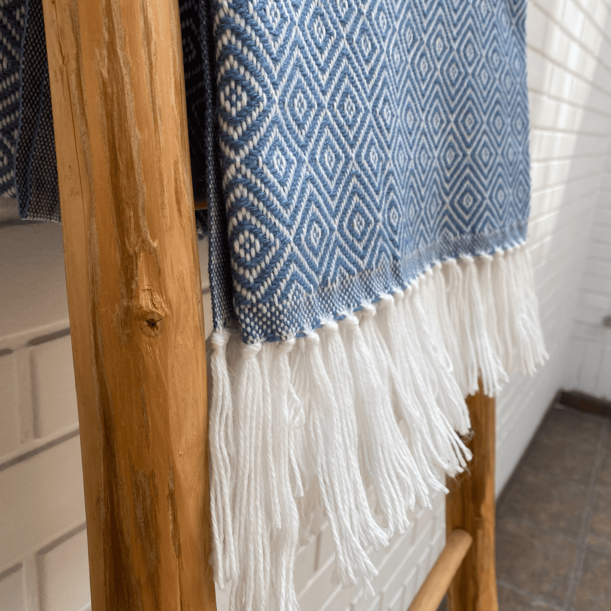 Manta Rombos Azul Metálico6