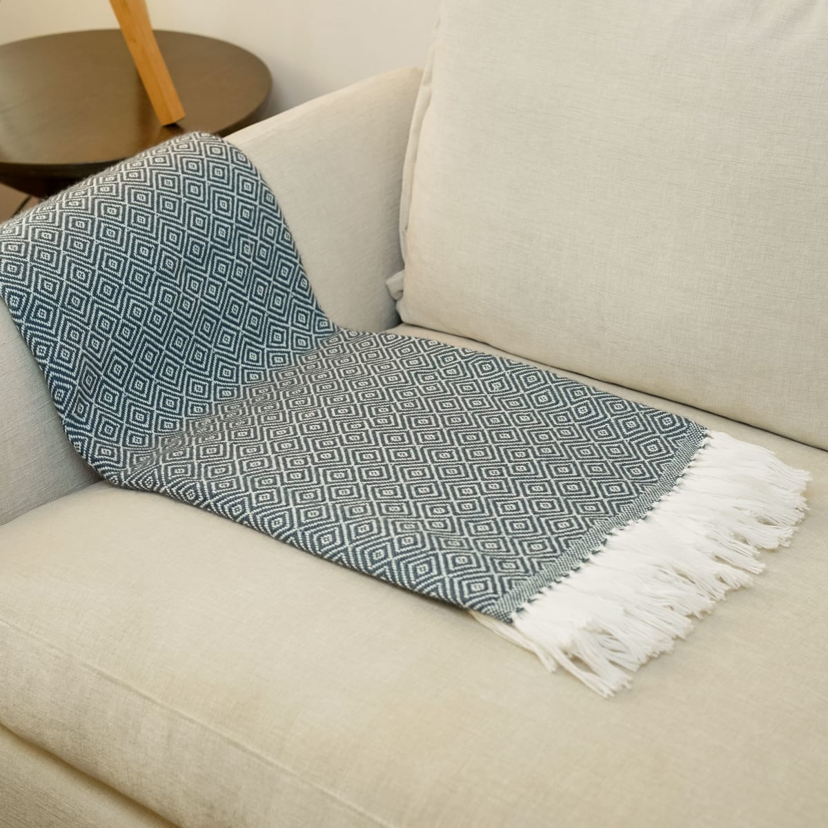 Manta Rombos Azul Metálico3